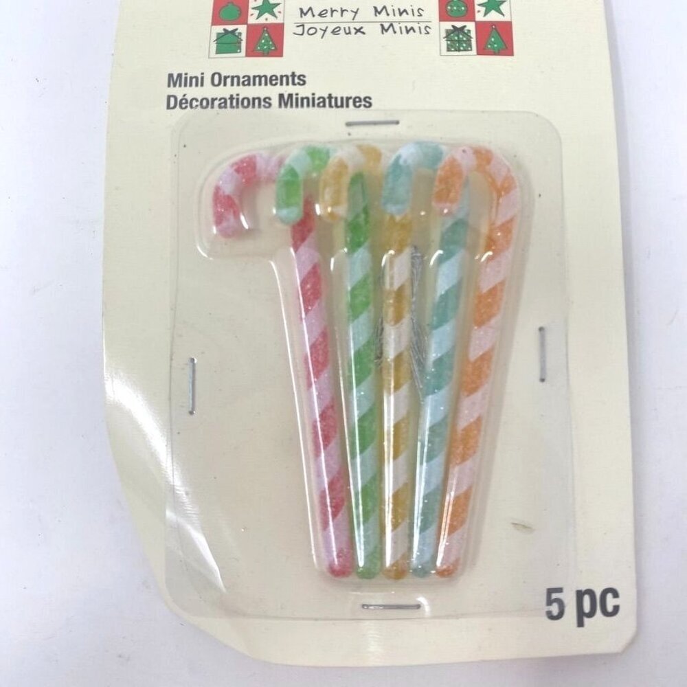 Michaels 5 Pc Merry Mini Ornaments Tree Decor Frosted Sugar Candy Canes